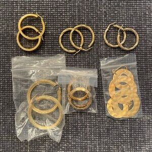 14KT & 18KT Gold Plated Earring Bundle - 6 pairs total